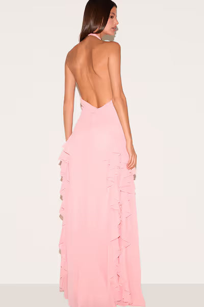 PLT Ruched Frill Maxi Dress